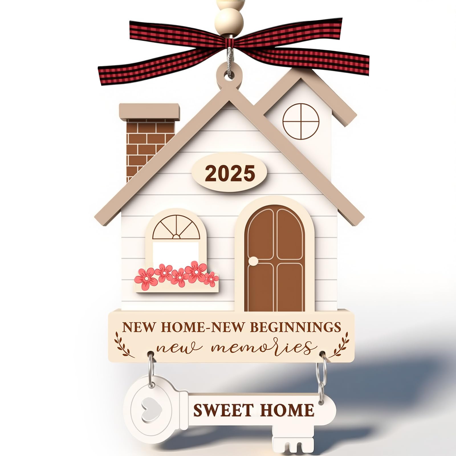 Photo 1 of 2025 New Home Ornament - Wooden Housewarming Gift for Homeowners, Couples & Friends - New Home New Beginning First Christmas House Ornament