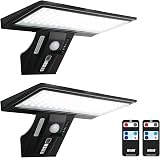 JESLED Solar Lights Outdoor 2 Pack 90 LED Motion Sensor 2600mAh USB Charging