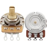 FLEOR 2pcs A500K Audio Pots 15.5mm Short Split Shaft Guitar Potentiometer, 24-Spline