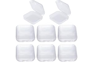 BEIQIYA 6pcs Clear Plastic Ear Plug Cases, 1.8cm Thicken Mini Jewelry Storage Cases, Small Portable Square Bead Storage Box Organizer for Earplugs Necklaces Handicrafts