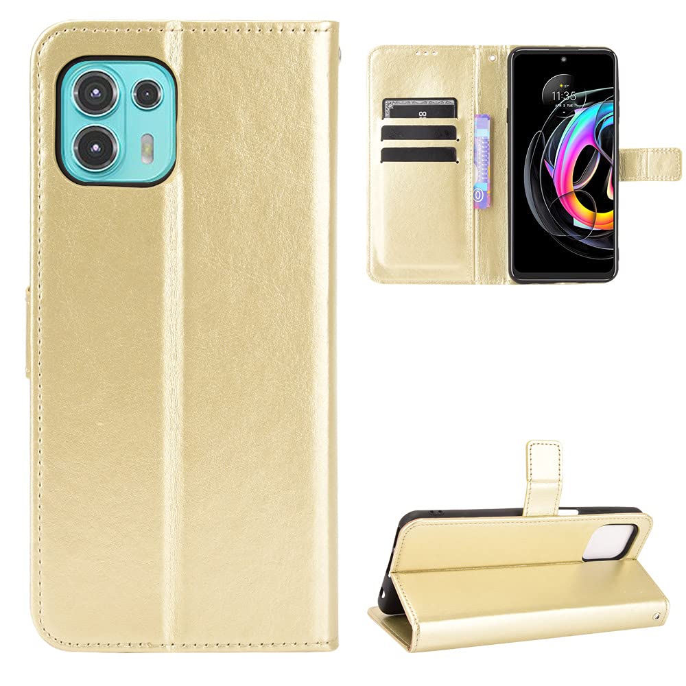 Motorola Edge 20 Lite Case [Wallet Case] [Kickstand] [Card Slots] [Magnetic Flip Cover] Compatible with Motorola Edge 20 Lite Smartphone(Golden)
