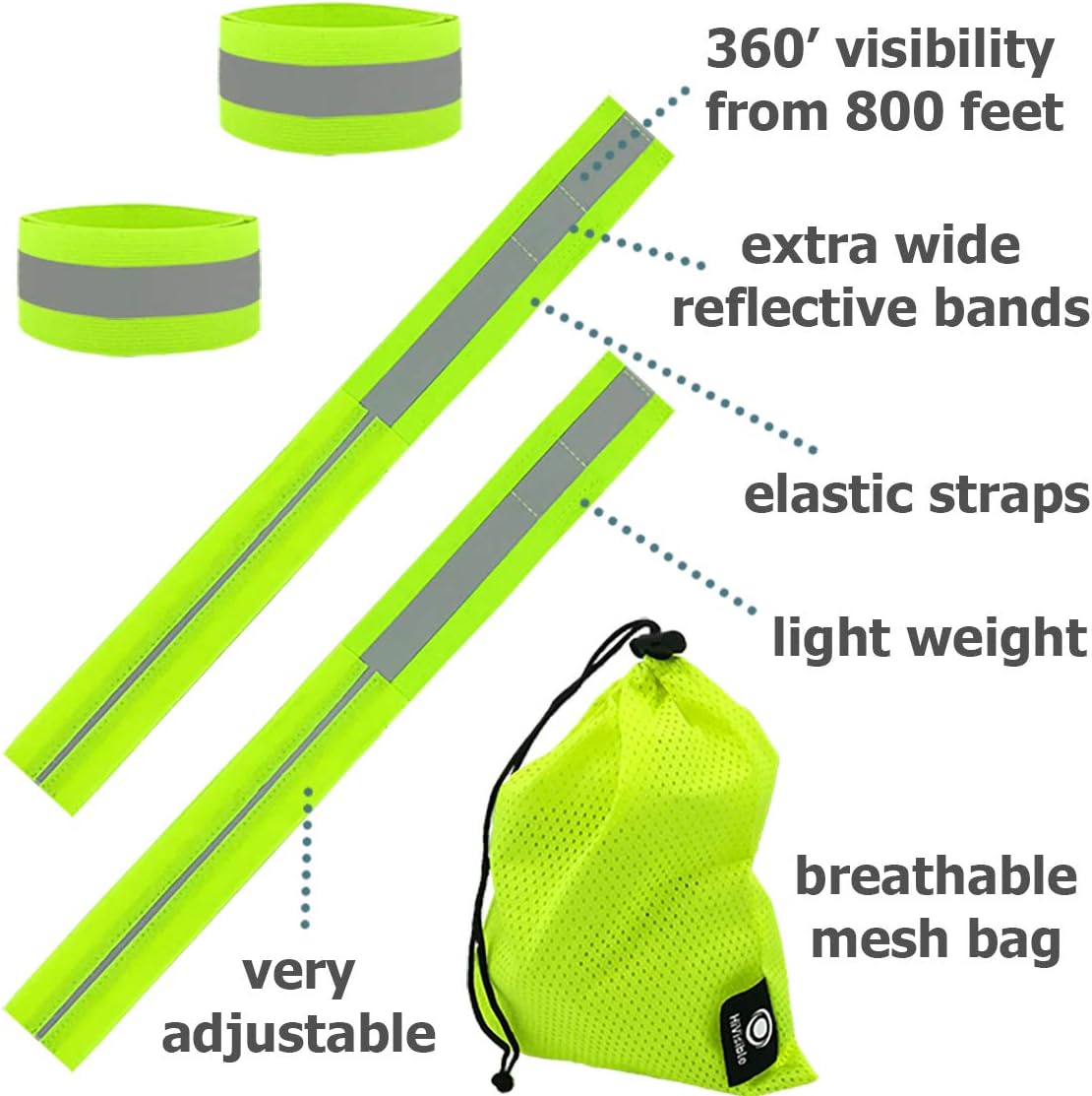 Reflective Bands for Arm, Wrist, Ankle, Leg. Reflector Bands. High Visibility Reflective Running Gear for Women and Men Cycling Walking Bike Safety Tape Straps - Bicycle Pants Clip, Cuff : Sports & Outdoors
