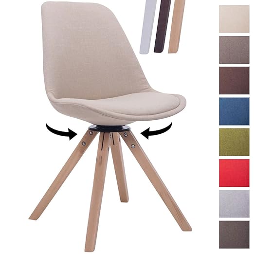 title=CLP Sedia vintage TROYES SQUARE con telaio in legno, imbottita e girevole,