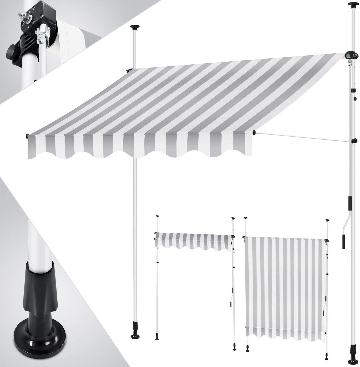 KESSER Klemmmarkise 300cm x 180cm Wei Grau mit KESSER Klemmmarkise 300cm x 180cm Wei Grau mit