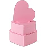 Soul & Lane Pink Heart Shaped Gift Boxes with Lids: Set of 3 Cardboard Heart Shaped Boxes for Flowers, Chocolates, and Presents, Large Gift Box for Flower Arrangements and Valentine’s Day Gifts