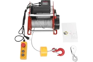 GOSHET 881lbs Electric Hoist Winch, 1000W 110V Electric Winches Steel Lift Towing Garage Lifting Equipment with 98.43ft Steel Wire Rope & Wired Control, 39.37ft/min Hoisting Speed for Factories Warehouses