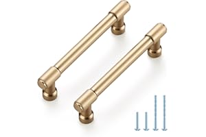JOY DECOR 10 Pack 3-3/4 Inch Champagne Bronze Cabinet Handles Modern Dresser Drawer Pulls Kitchen Cabinet Hardware for Cupboard Door Handles