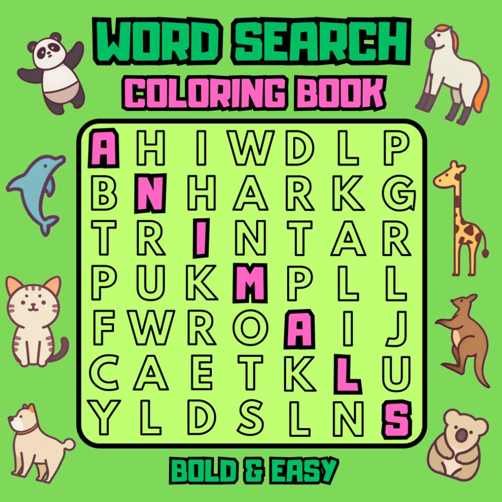Mua Animals Word Search Coloring Book Bold and Easy: 55 Puzzles with ...