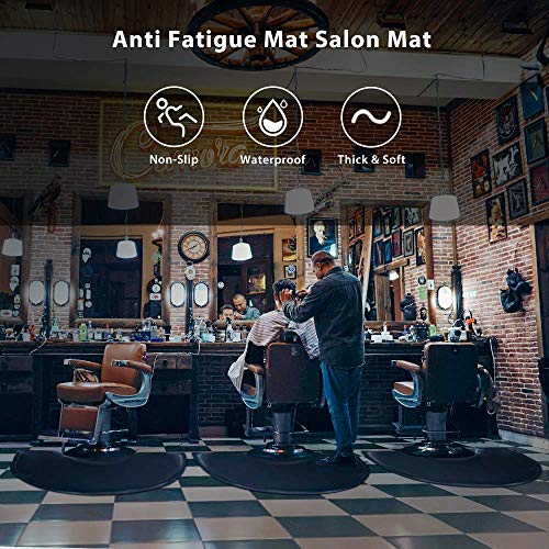 Barber Shop Chair Mat 3′x5′ Anti-Fatigue Floor Mat Salon Mat - Black Semi Circle Salon Mat - 1/2" Thick Office Comfort Floor Mat