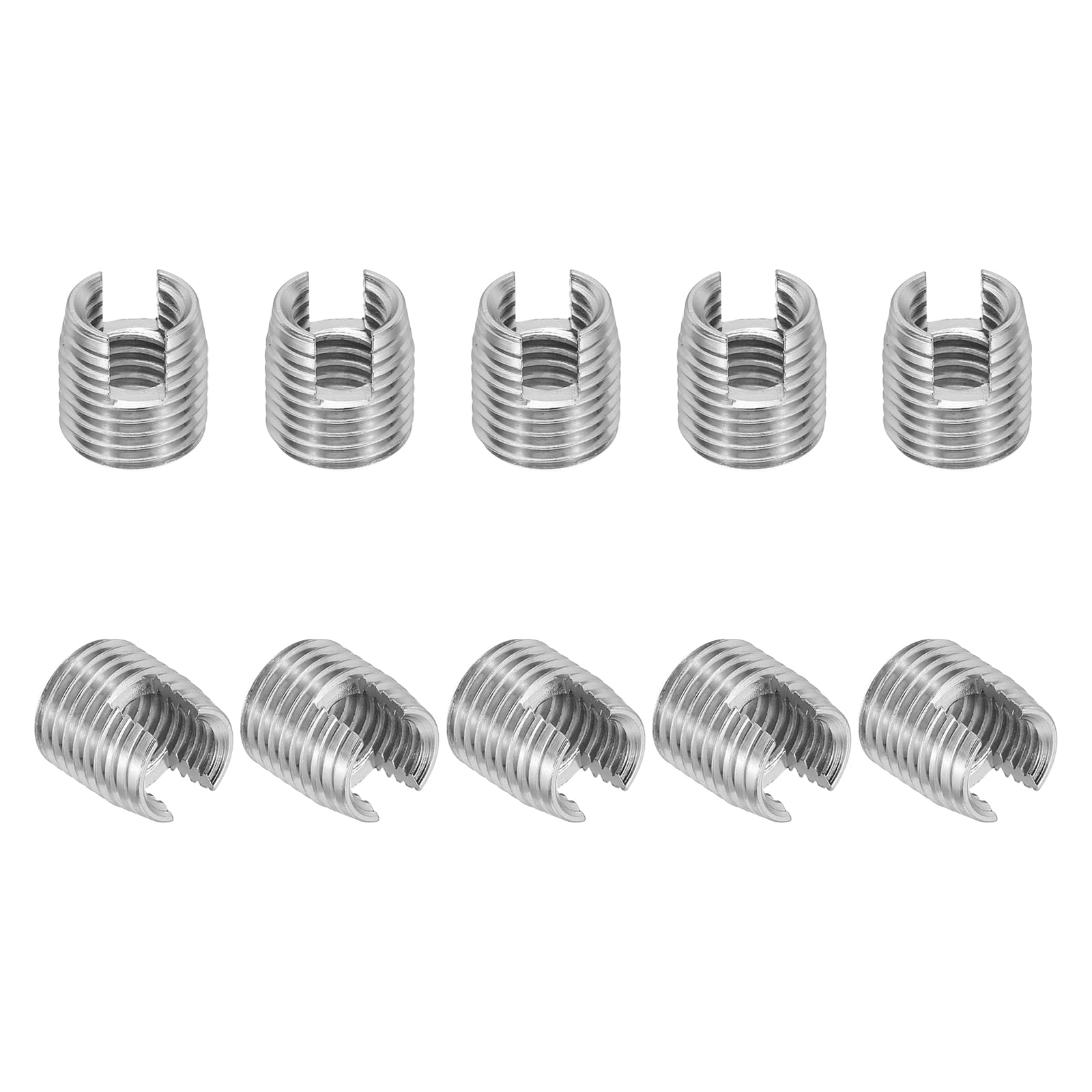 PATIKIL Self-Tapping Threaded Inserts, 10 Pcs M10 x M14 x 15mm 303 Stainless Steel Thread Adapter Reducer Slotted Screw Repair Inserts Nuts Sleeve