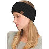 C.C Exclusives Womens Head Wrap Sherpa Fuzzy Fleece Lined Headbands Stretch Knit Ear Warmer (Black)