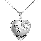 YOUFENG You are My Sunshine Necklace Sunflower Locket Necklace that Holds Pictures Heart Locket Pendant Gifts for Her