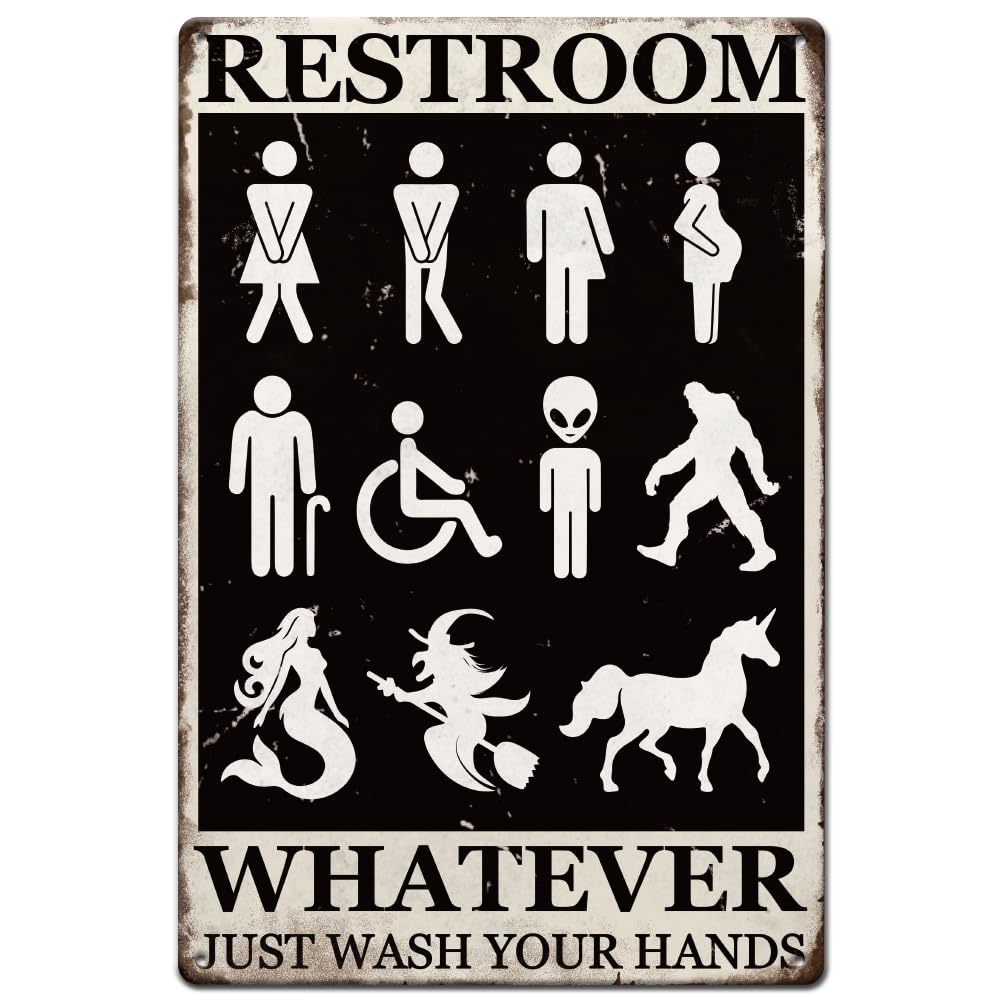 SUPERDANT Restroom Tin Sign, Bathroom Metal Sign, Funny Plaque, Wall Art for Bedroom, Bathroom, Man Cave Decor