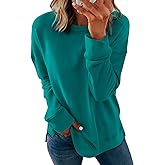 Dokotoo Women's Casual Crew Neck Sweatshirt Loose Soft Long Sleeve Pullover Tops