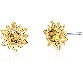 AOBOCO Sterling Silver Flower Series Stud Earrings with Crystals, Birthday Christmas Jewelry Gift for Her