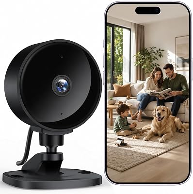 Cámara Vigilancia WiFi Interior 1080P, Cámara de Seguridad Interior con Visión Nocturna, Detección de Movimiento, Audio Bidireccional, Compatible con Alexa & Google Home, Solo WiFi 2,4 GHz