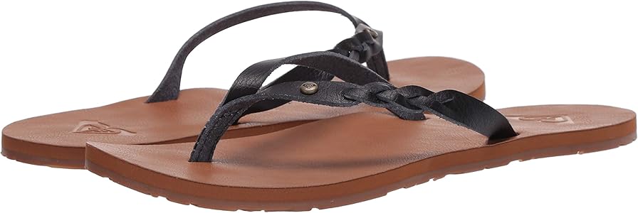 roxy black leather flip flops