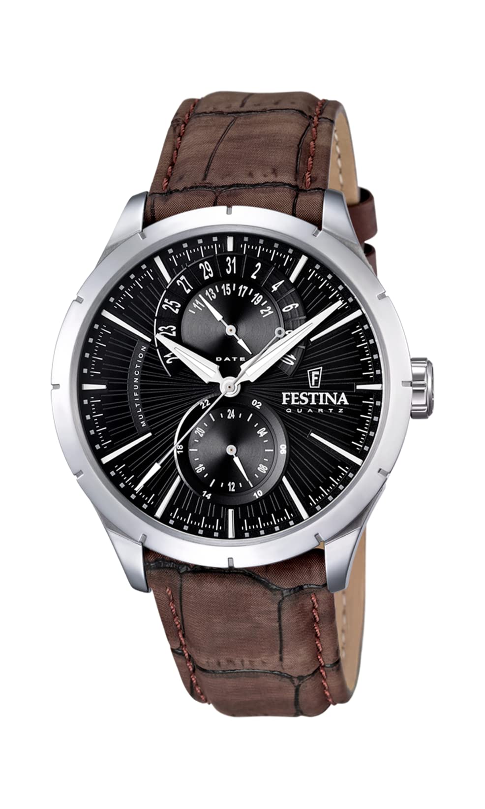Festina Men's Analogue Watch F16573/4 with Leather Strap and Black Dial