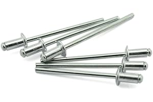 HJ Garden 60pcs 1/8" x 1/4" (4-4) Aluminum Blind Pop Rivet Round Dome Head Open End Decorating Fastener Nails Pop Rivets