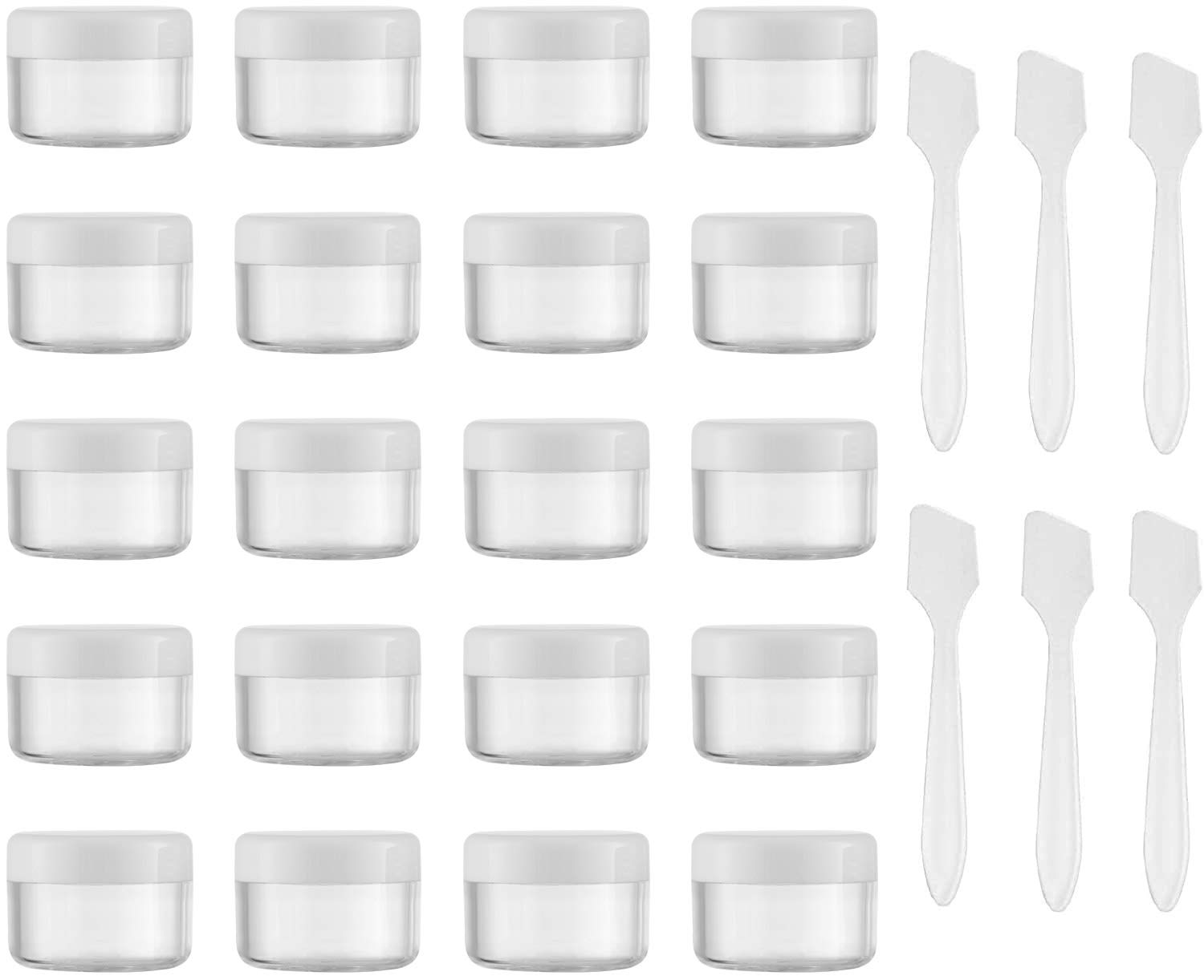 Toureal 15ml Empty Small Jar (20 PCS) Tiny Storage Pot, Travel Container for Lip Balm, Sample, Make up, Cream, Lotion with Spatulas (White) — image 1