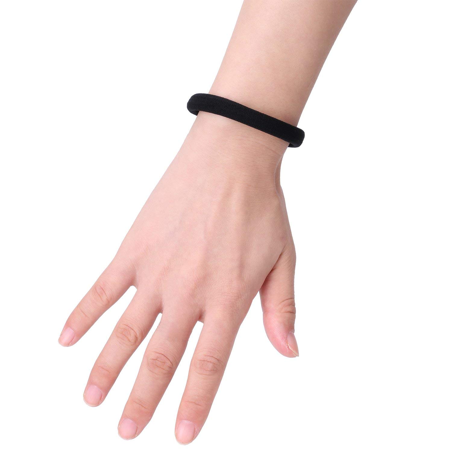20 Pieces Large Stretch Hair Ties Hair Bands Ponytail Holders Headband for Thick Heavy and Curly Hair (Black, 5 cm in Diameter, 1 cm in Width) : Beauty