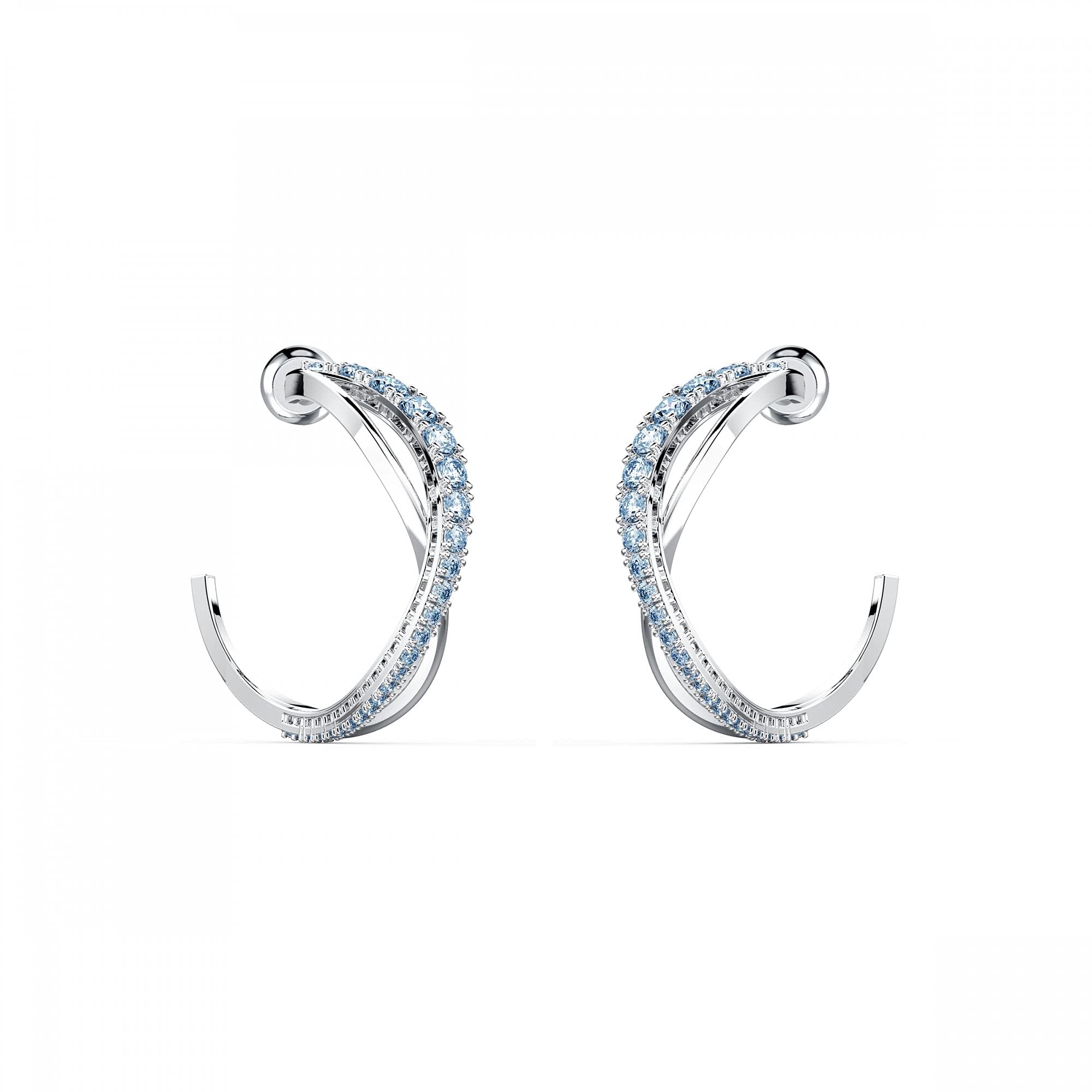 Swarovski Twist Hoop Pierced Earrings, Blue, Rhodium plated