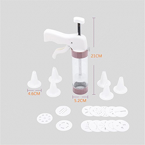 VolksRose 20 PCS Kitchen Baking Tools Accessories Cake Biscuits Mold, Cookie Press Making Gun with Decorating Tips - 13 Disc Shapes and 6 Icing Tips, Premium Cookies Presser Icing Mould Kit #1 - Thumbnail 4