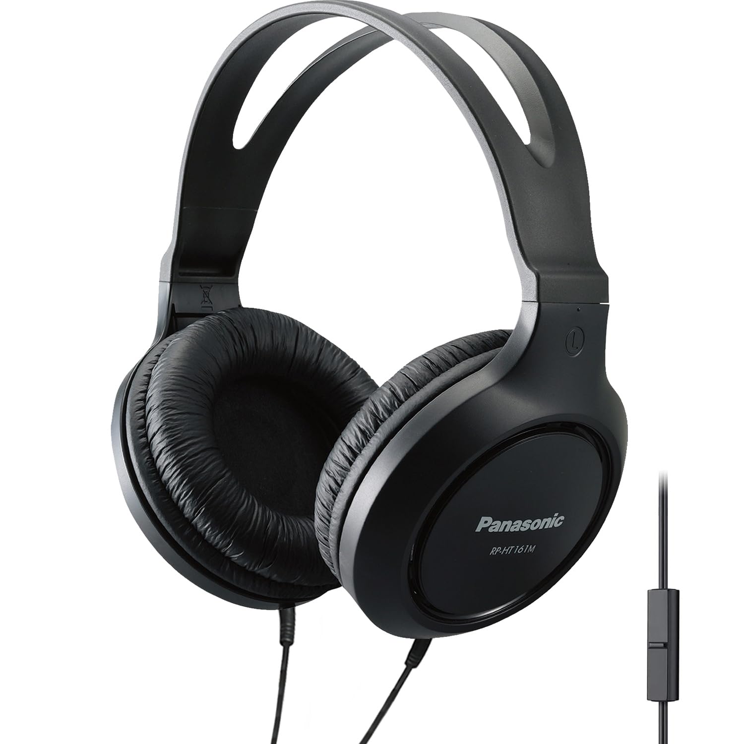 Panasonic Headphones, Lightweight Over The Ear Wired Headphones with Microphone, Sound and XBS for Extra Bass, Long Cord, 3.5mm Jack for Phones and Laptops – RP-HT161M (Black)
