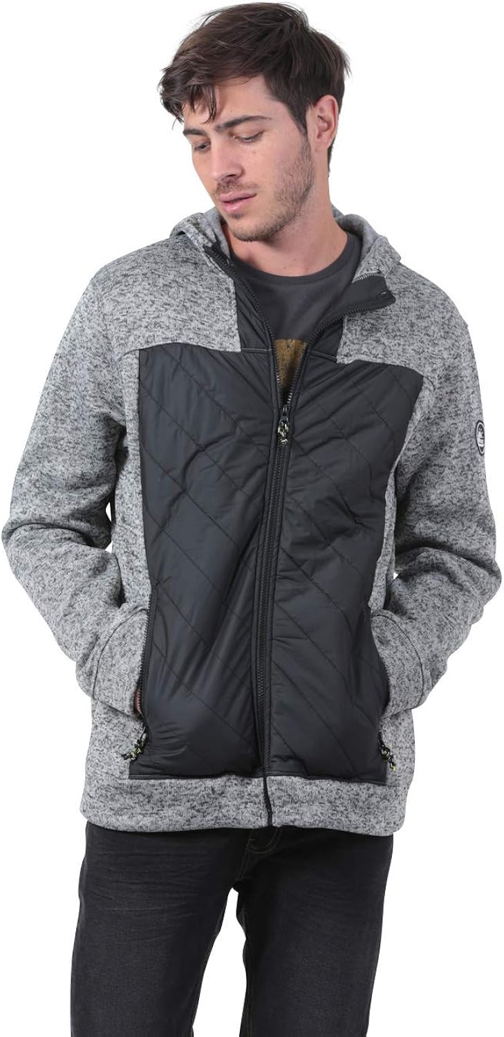 LongBoard Men's Hybrid ZipUp Hooded Jacket Heathered Grey/Black