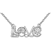 EXCELLANYARD Hockey Gifts Hockey Necklace Hockey Stocking Stuffers Hockey Mom Gifts Hockey Accessories Silver Stainless Steel Ice Hockey Necklace for Men Women