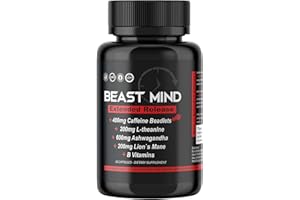 Beast Mind Extended Release Extreme Energy Pills | 400mg XR Caffeine | 600mg Ashwagandha | 200mg Lion's Mane, Increased Energy & Focus, Natural Nootropic Labs