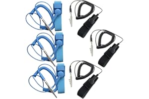 DaKuan ESD Anti-Static Wrist Strap Components, DaKuan 6 Packs Anti-Static Wrist Straps Equipped with Grounding Wire and Alligator Clip, Grounding Solution for Working on Sensitive Electronic Devices