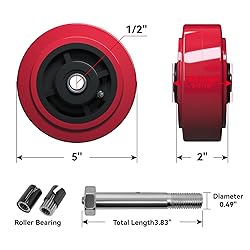 LONGRUNFORU 5" x 2" Caster Wheels, Polyurethane on