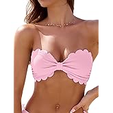 Rajputana Womens Wavy Edge Bandeau Bikini Top Only Tie Back Strapless Swimsuit Bathing Tops