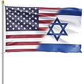Israel American Flag 3x5 Outdoor I Stand with Israel Flag 150D Premium Lightweight American Israeli Friendship Flags with 2 Brass Grommets for Outdoor Indoor Room Wall