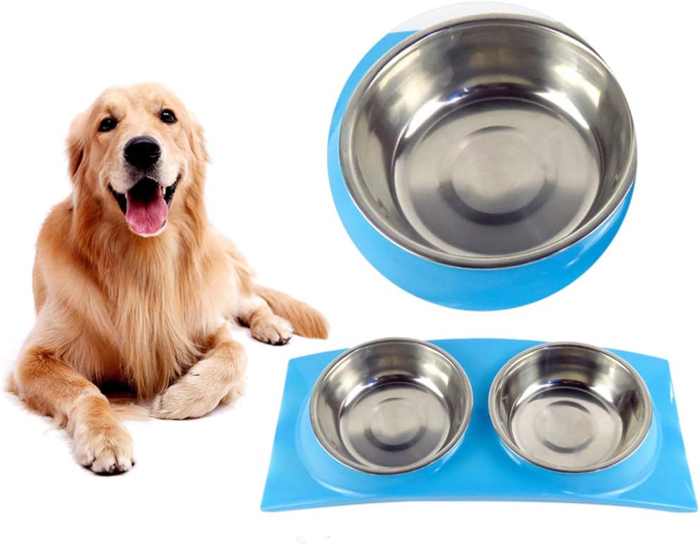 Pet Supplies Balacoo Double Dog Bowls Stainless Steel Dog Bowl with