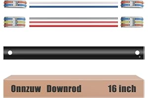 Onnzuw 16 inch Ceiling Fan Downrod with 5 Extension wires and 4 Wiring Clips, Black Ceiling Fan Extension Downrod【1 inch Outer Diameter】 Suitable for Various Ceiling Fans (Black, Non Threaded)