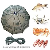 RG Portable Foldable 4/6/8/10/12/16 Holes Automatic Fishing Net Landing Net Trap Cast Dip Cage Fish Shrimp Trap Fish Net Minnow Crayfish Crab Baits Cast Mesh Trap (Automatic 10 Sides 10 Holes)