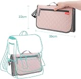 Lekebaby Portable Changing Mat Travel Baby Change Mat with Wipe-Pocket Pink view 2