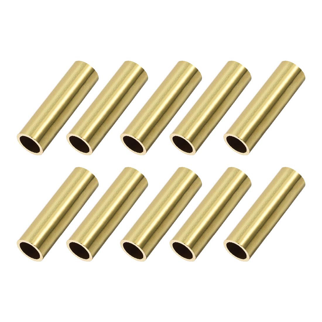 sourcing map Brass Round Tube, 9mm OD 1mm Wall Thickness 30mm Length Seamless Pipe Tubing for DIY Crafts 10 Pcs