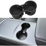 Tesla Console Cup Holder Insert - Upgrade 2023 2022 2021 Tesla Model 3/Y Accessories Anti-Slip Silicone Center Consoles Cup H