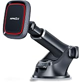 APPS2Car Magnetic Phone Mount for Car, Dashboard &amp; Windshield Suction Cup | Telescopic Arm, Metal Plate Required for All Phones, Fits iPhone &amp; Android Smartphones