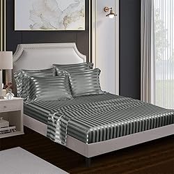 AiMay 6 Piece Satin Italian Style Bed Sheet Set