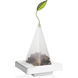 Tea Forte Ceramic TEA TRAY for Presenting and Resting Signature Pyramid Tea Infusers, Two Per Box, Orchid White
