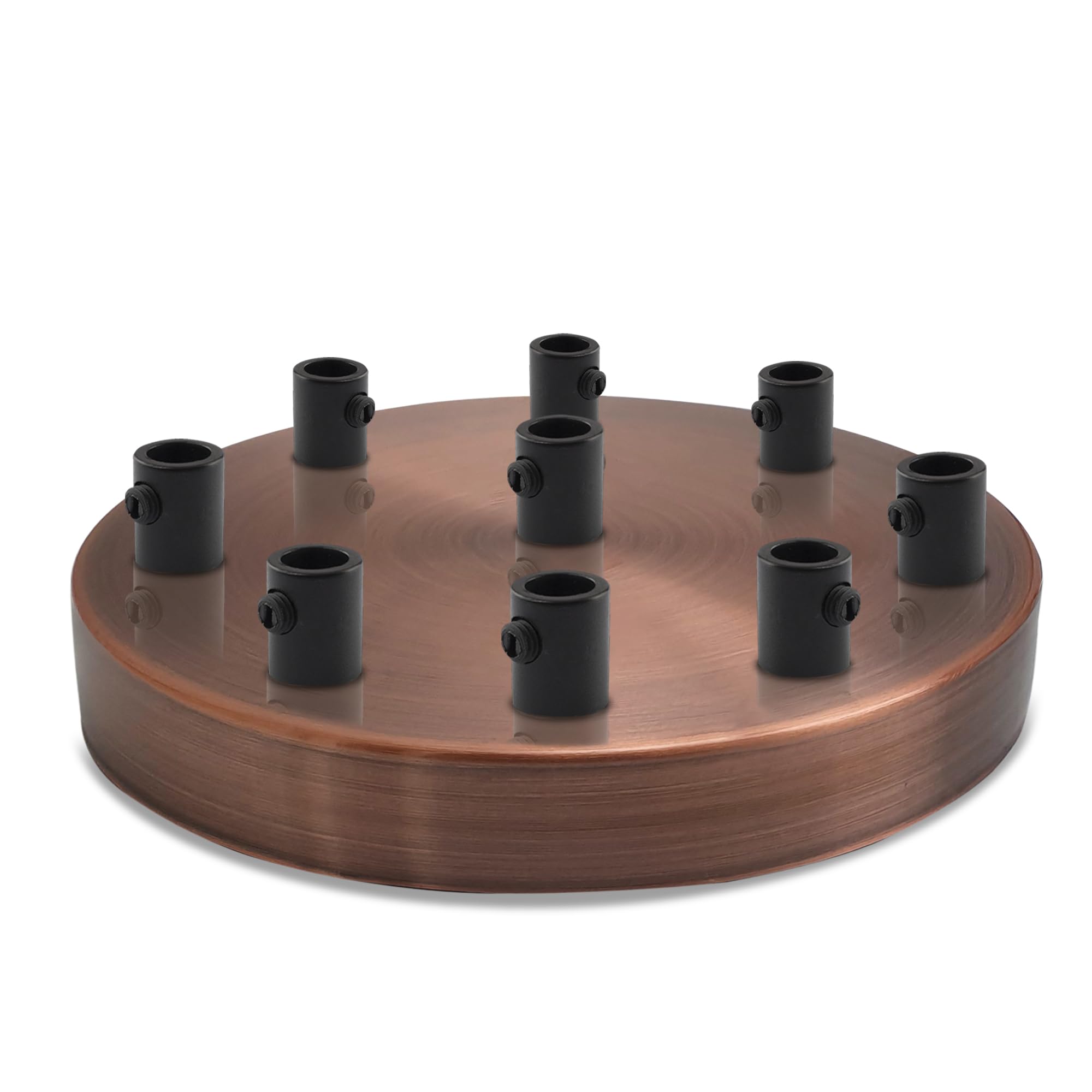 LEDSone Industrial 9 Out Ceiling Rose Light Fitting Ceiling Canopy Light Kit 120mm for Pendant Light Ceiling Light Wall lamp Chandelier, Copper Nine Hole with Ceiling Plate Bracket