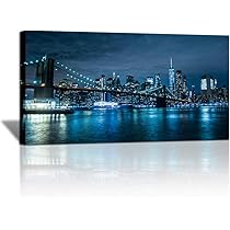 Amazon.com: Blue New York City Canvas Wall Art Print
