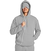 Ainangua Mens Oversized Pullover Essentials Hoodie with Eye Mask Built In Comfor Airplane Mode Travel Sleep Wearable Blanket