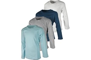 BROOKLYN VERTICAL Boys 4 Pack Long Sleeve Soft Cotton Tagless Crew Neck Tee Shirts| Sizes 2T to 18/20