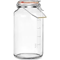 Qianfenie 1.5 Gallon Glass Jar with Airtight Lid, Glass Container Food Storage, Wide Mouth Mason Jar with Capacity Mark, Larg