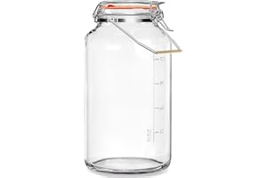 Qianfenie 1.5 Gallon Glass Jar with Airtight Lid, Glass Container Food Storage, Wide Mouth Mason Jar with Capacity Mark, Larg